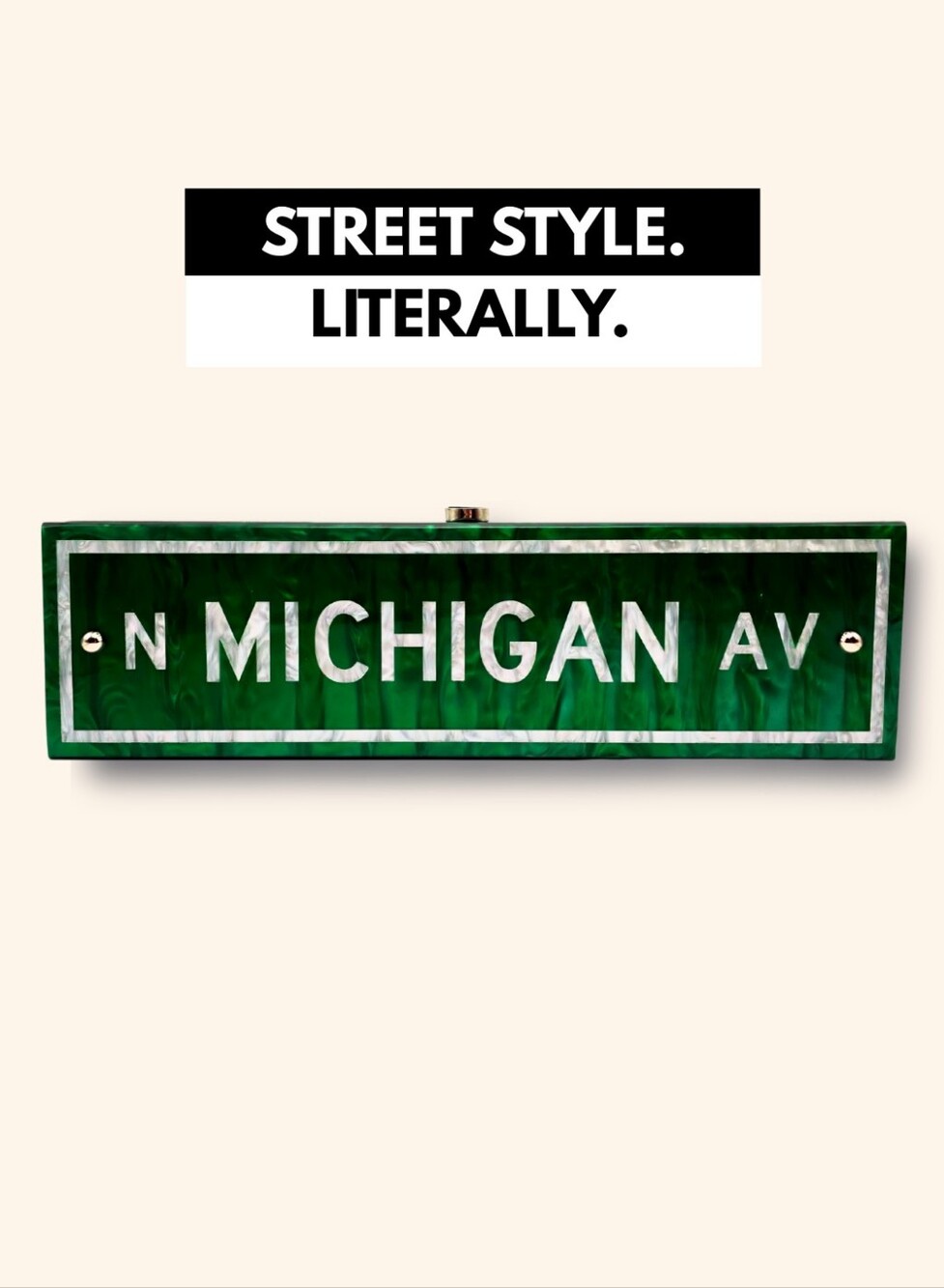 Michigan Avenue Green Street Sign Clutch